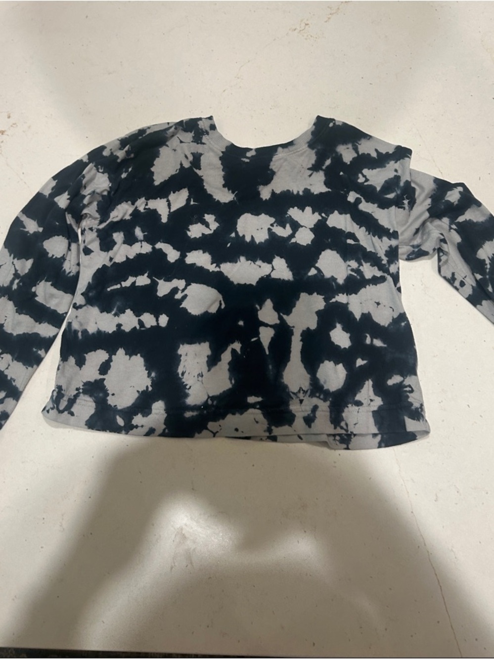 Zella Girl Black and White Tie-Dye Long Sleeve Sweatshirt